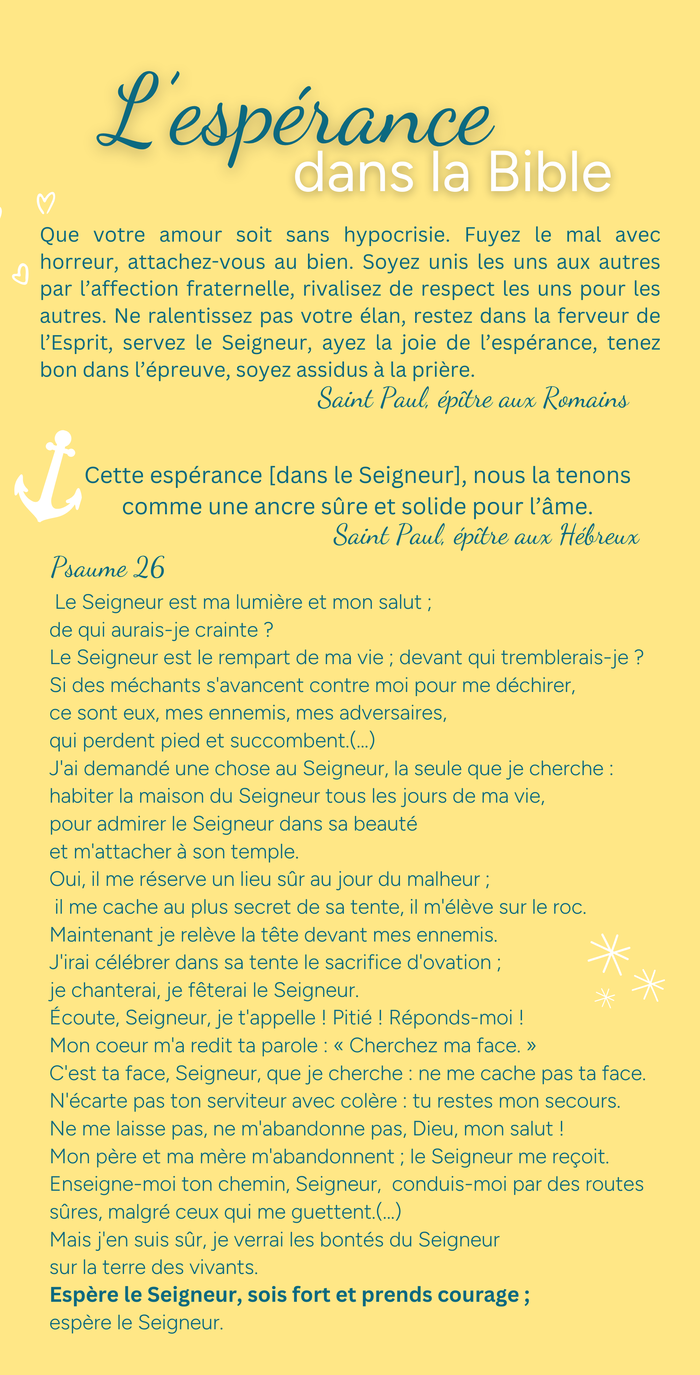 Espérance dans la bible Espère le Seigneur jcc 202