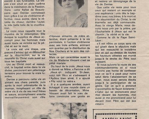 1985 03 18 Nos Clochers  Denise Vincent Canonne la