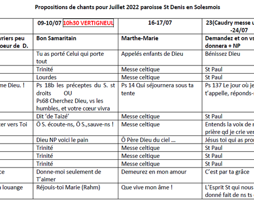 Chants juillet