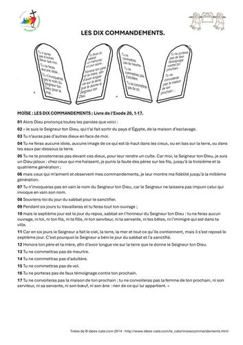 LES 10 COMMANDEMENTS EXPLIQUES AUX ENFANTS