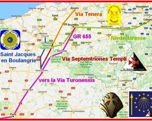 cartes des chemins de St Jacques diocese de Cambra