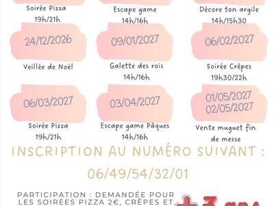 Les dates de l\'Aumonerie de Bouchain 2026-2027