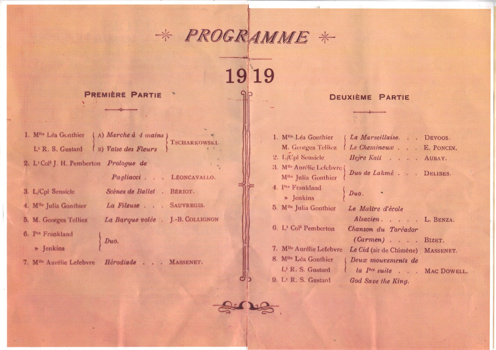 programme concert 1919