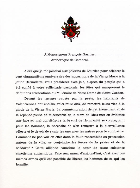 Lettre de Benoit XVI à Mgr Garnier (1)
