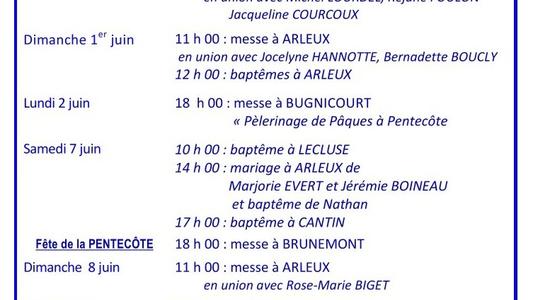 2025-05-25#01 mai!juin - prochaines celebrations