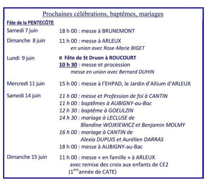 2025-06-01#08 juin - prochaines celebrations