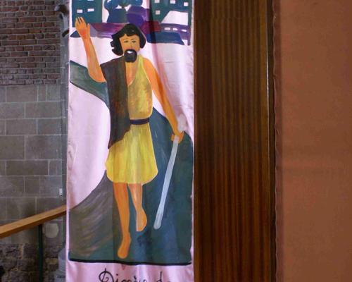La banderole de notre ex-St patron paroissial : St Jean Baptiste de l'Escaut