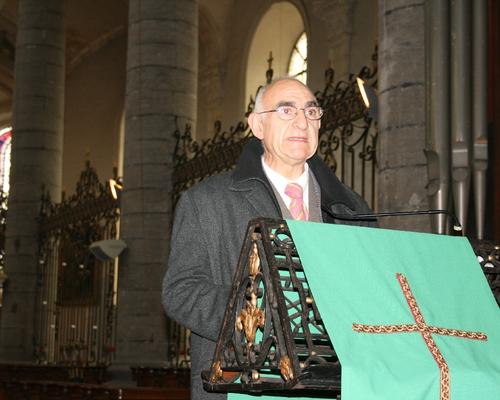 Accueil par Pierre DRECOURT, trésorier de l'association des anciens