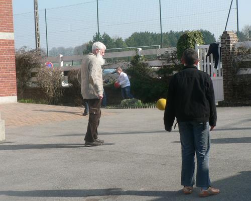 Partie de football pendant la pause