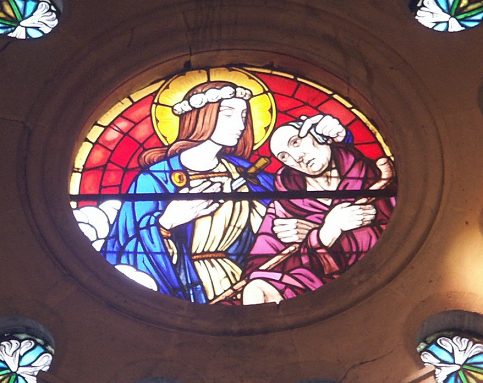détail d'un vitrail de la basilique