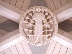Clé de voûte à Douai Abbey: St Edmund, Roi et martyr