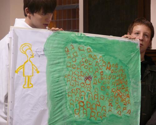 les jeunes ont réalisé un dessin suite à leur réflexion sur le texte de l'évangile