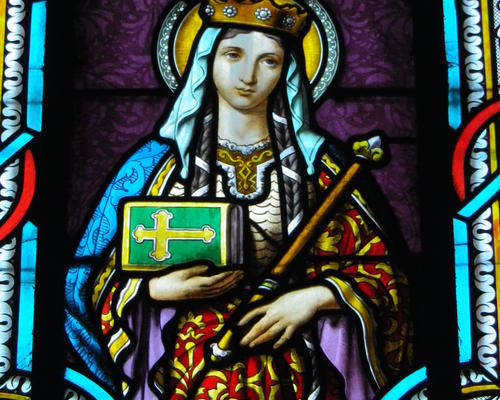 Sainte Emme, fille de Sainte Berthe, dont la biographie et le récit du retour de son corps à Blangy a été évoqué lors de la balade.