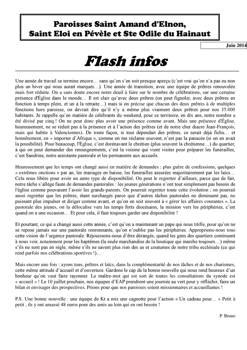 Flash Infos du mois de juin 2014