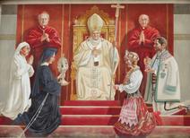 Peinture représentant la béatification de Jean-Paul II (Photo Poitr Drabik, 7 avril 2013)