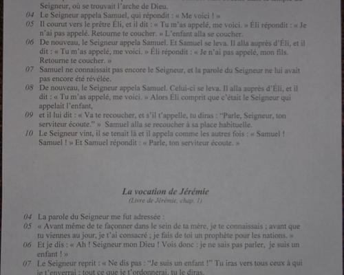 Appels de Samuel et Jérémie.