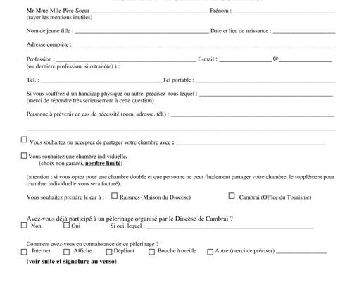 Y Fiche d'inscription