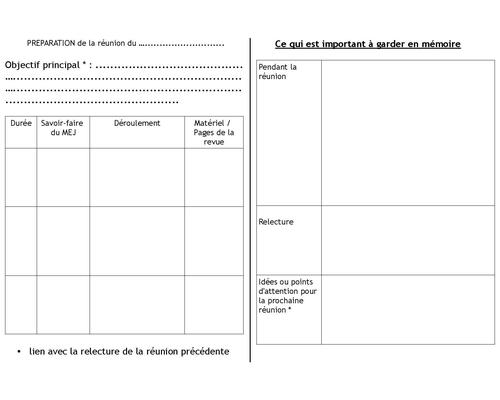 pour préparer et relire lesréunions