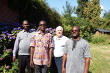 Au jardin du presbytère de Caudry: Pères C. Sanon, U. Koukoura, H.Le Minez et M. Séri