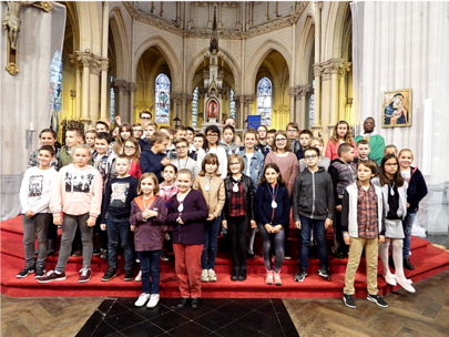 messe avec les enfants de 2ième année de caté et le Père I. Delouh