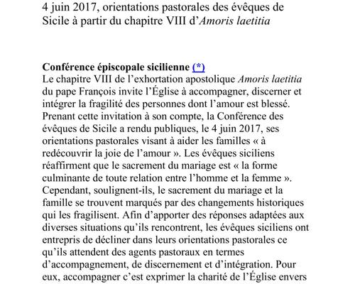 Amoris laetitia par les évêques de Sicile