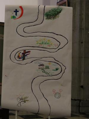 Une ébauche dessinée de parcours de Ière communion