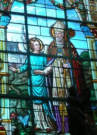 Saint Wasnon - vitrail a l'eglise de Conde