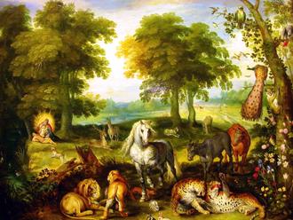 Creation d'Eve au paradis terrestre Bruegel le jeu