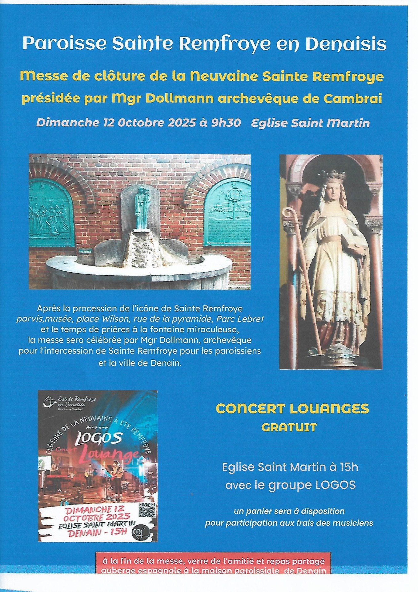 Affiche bleue Neuvaine Ste Remfroye