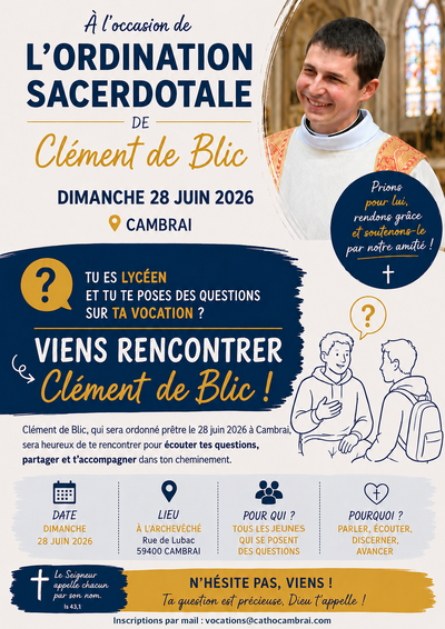 Affiche invitation rencontre ordination 2026