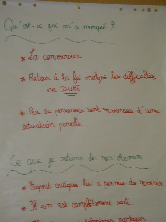 Bilan du témoignage