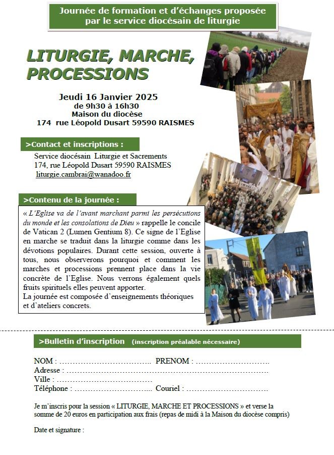 bulletin inscription Liturgie marches et processio