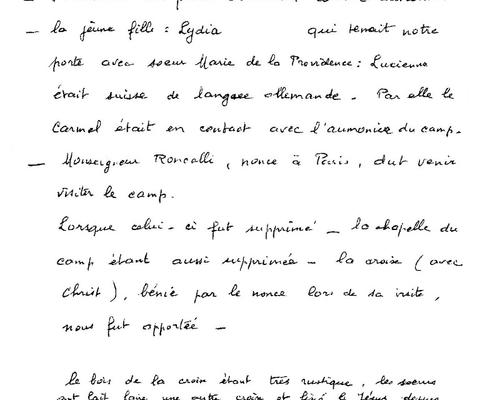 Souvenirs Sr Thérèse Emmanuel
