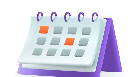 Desk calendar with marked dates 3d cartoon style i
