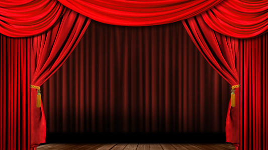 Dramatic red old fashioned elegant theater stage