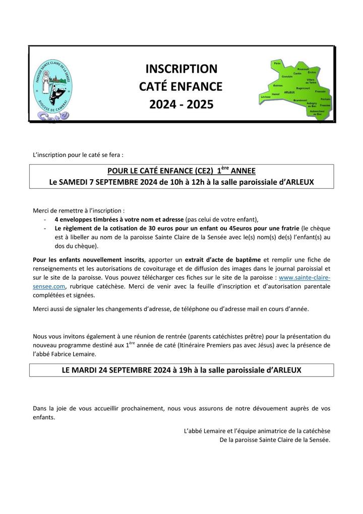 ENFANCE - affiche d'inscription 1ere annee 2024-20