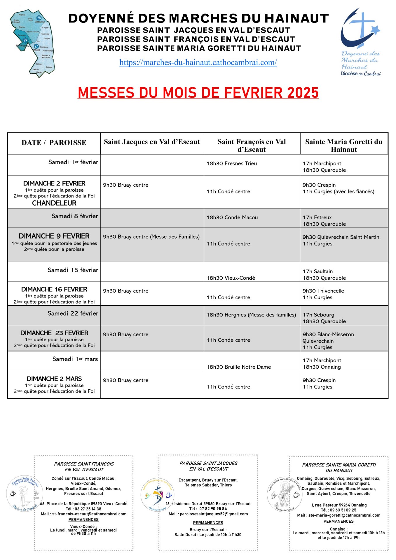 FEUILLE DU MOIS FEVRIER 2025