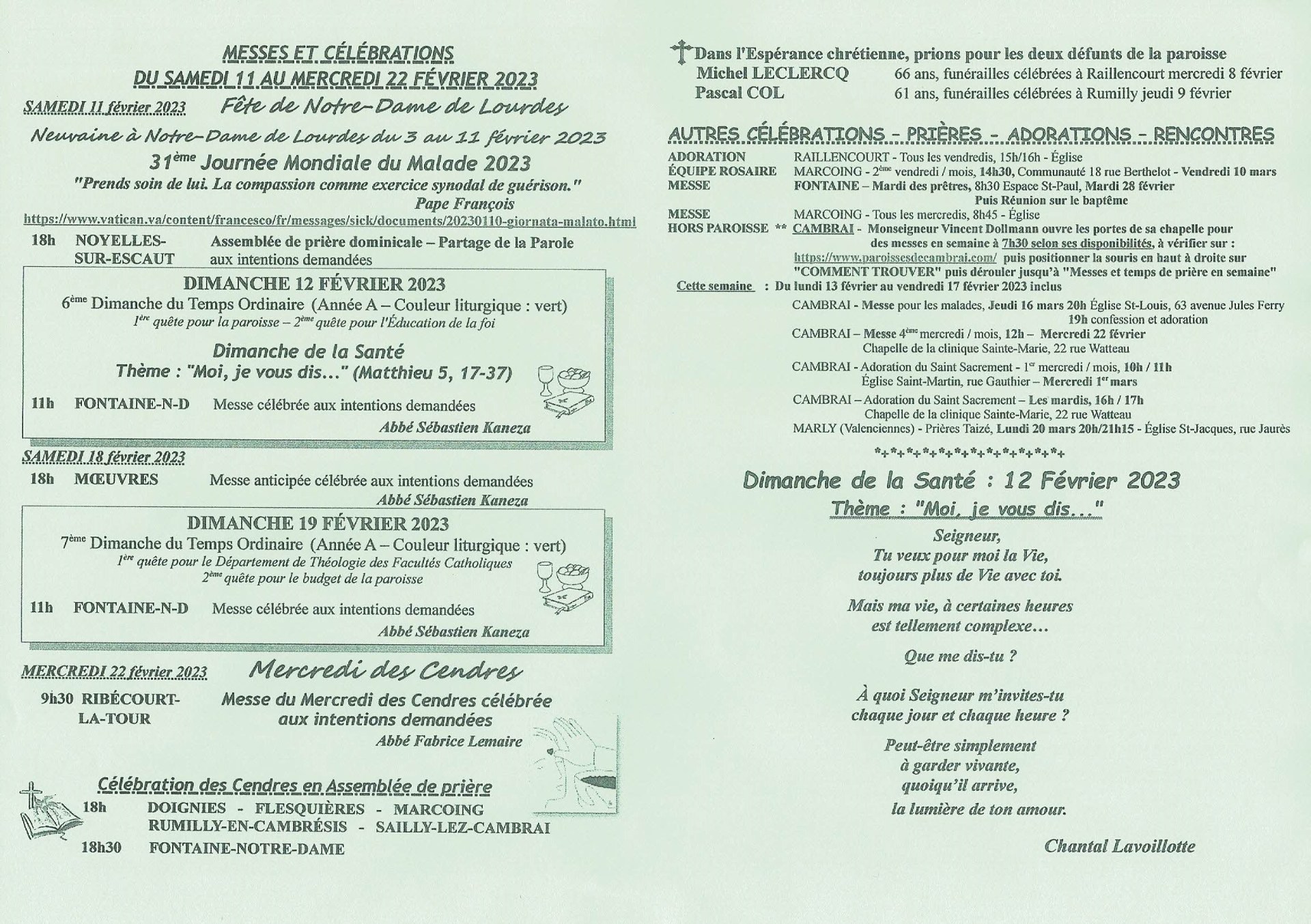 Feuille hebdo du dimanche 12 fevrier 2023-2