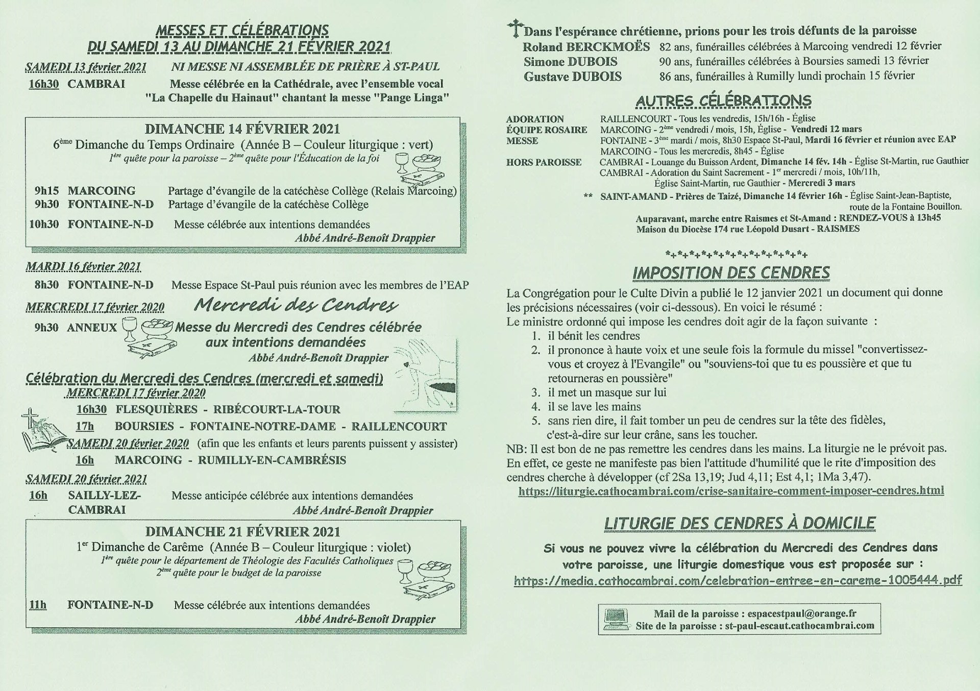 Feuille hebdo du dimanche 14 fevrier 2021-2
