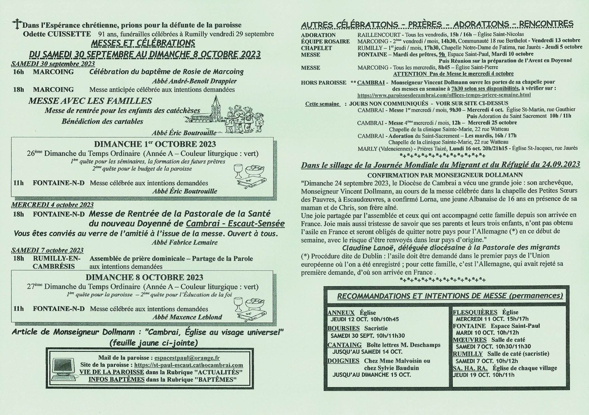 Feuille hebdo du dimanche 1er octobre 2023-2