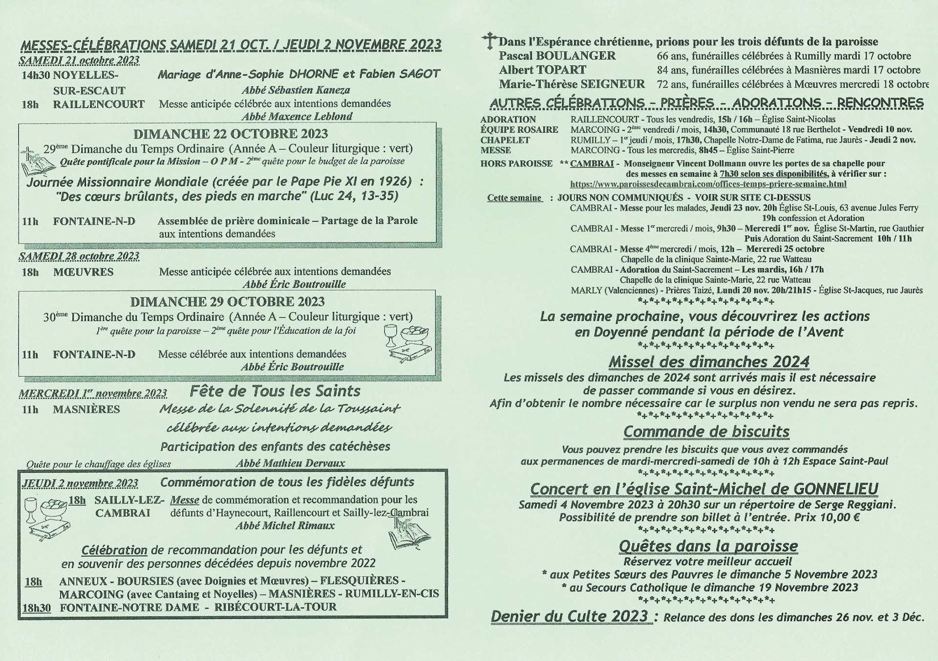 Feuille hebdo du dimanche 22 octobre 2023-2