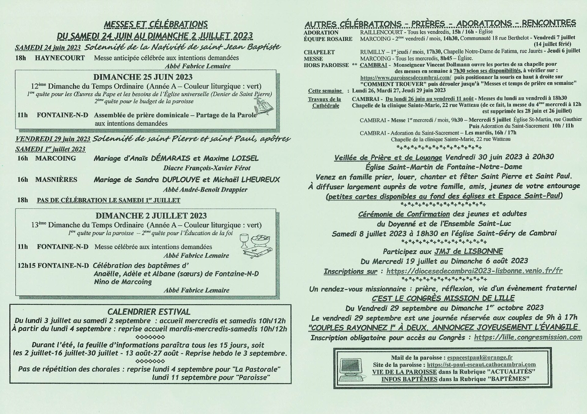 Feuille hebdo du dimanche 25 juin 2023-2