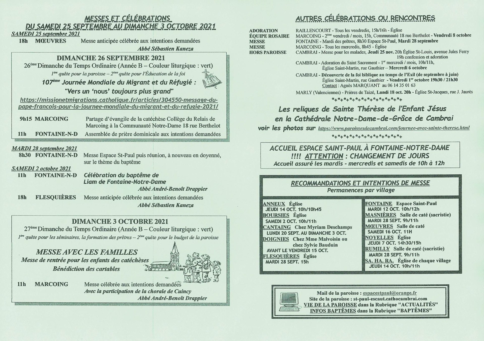 Feuille hebdo du dimanche 26 septembre 2021-2