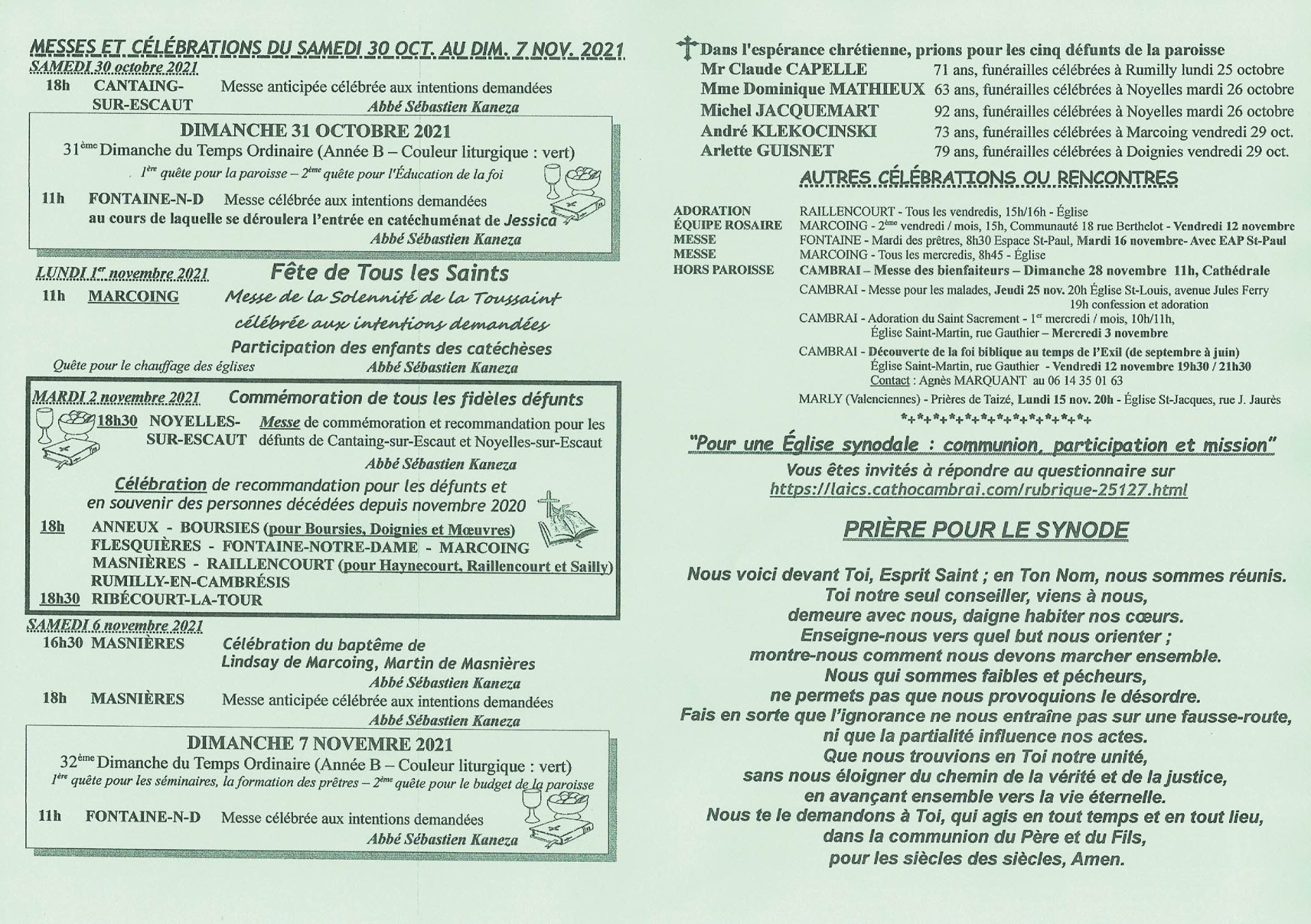 Feuille hebdo du dimanche 31 octobre 2021-2