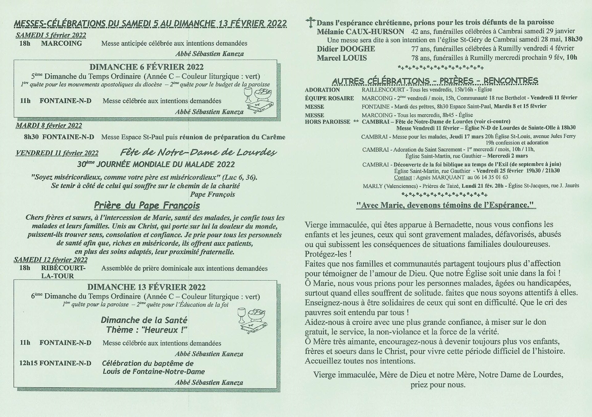 Feuille hebdo du dimanche 6 fevrier 2022-2