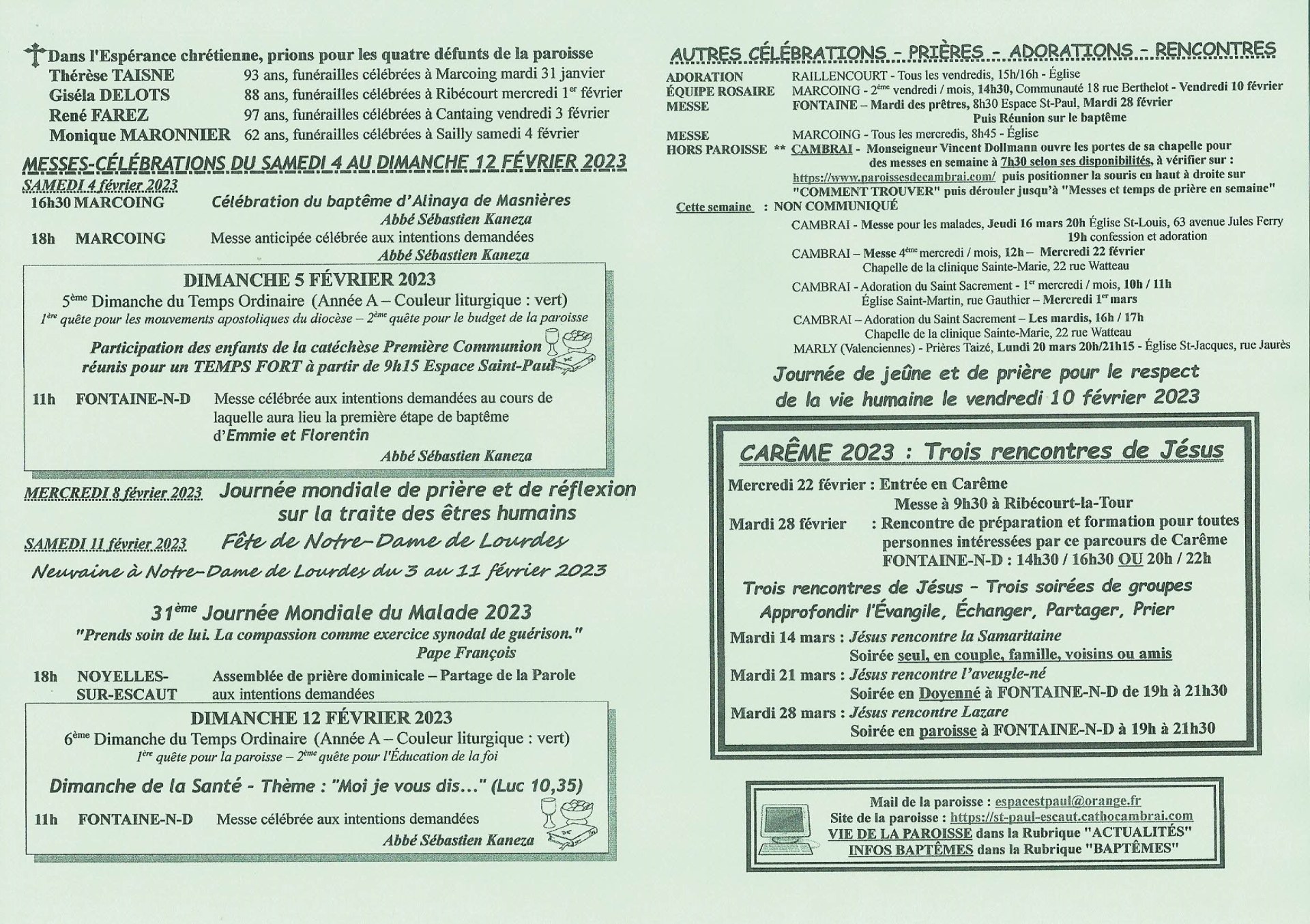 Feuille hebdo du dimanche 5 fevrier 2023-2