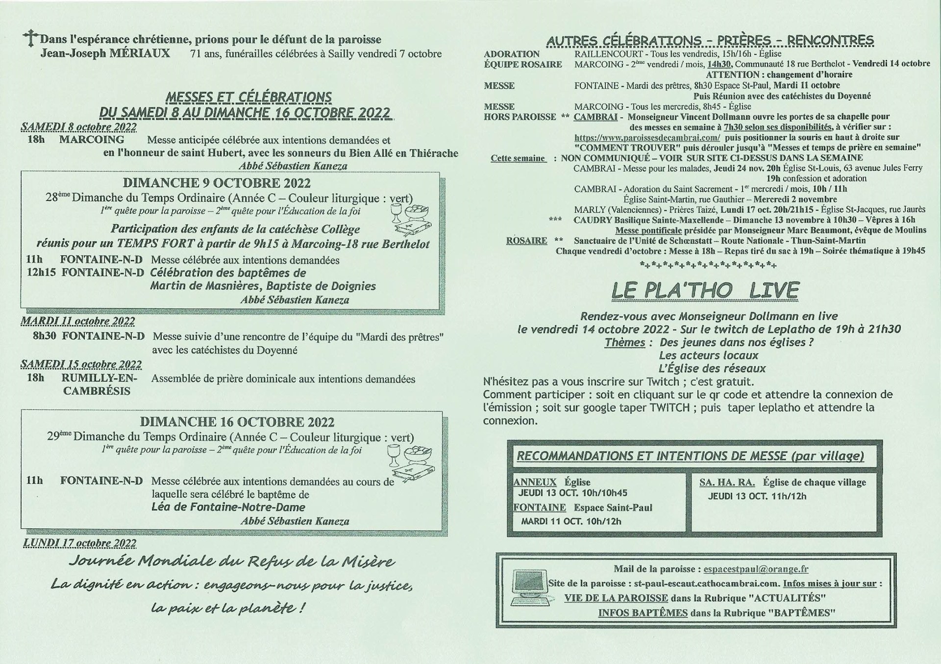 Feuille hebdo du dimanche 9 octobre 2022-2