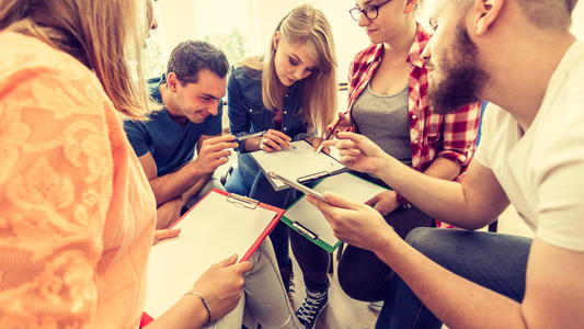 Group of people students working together