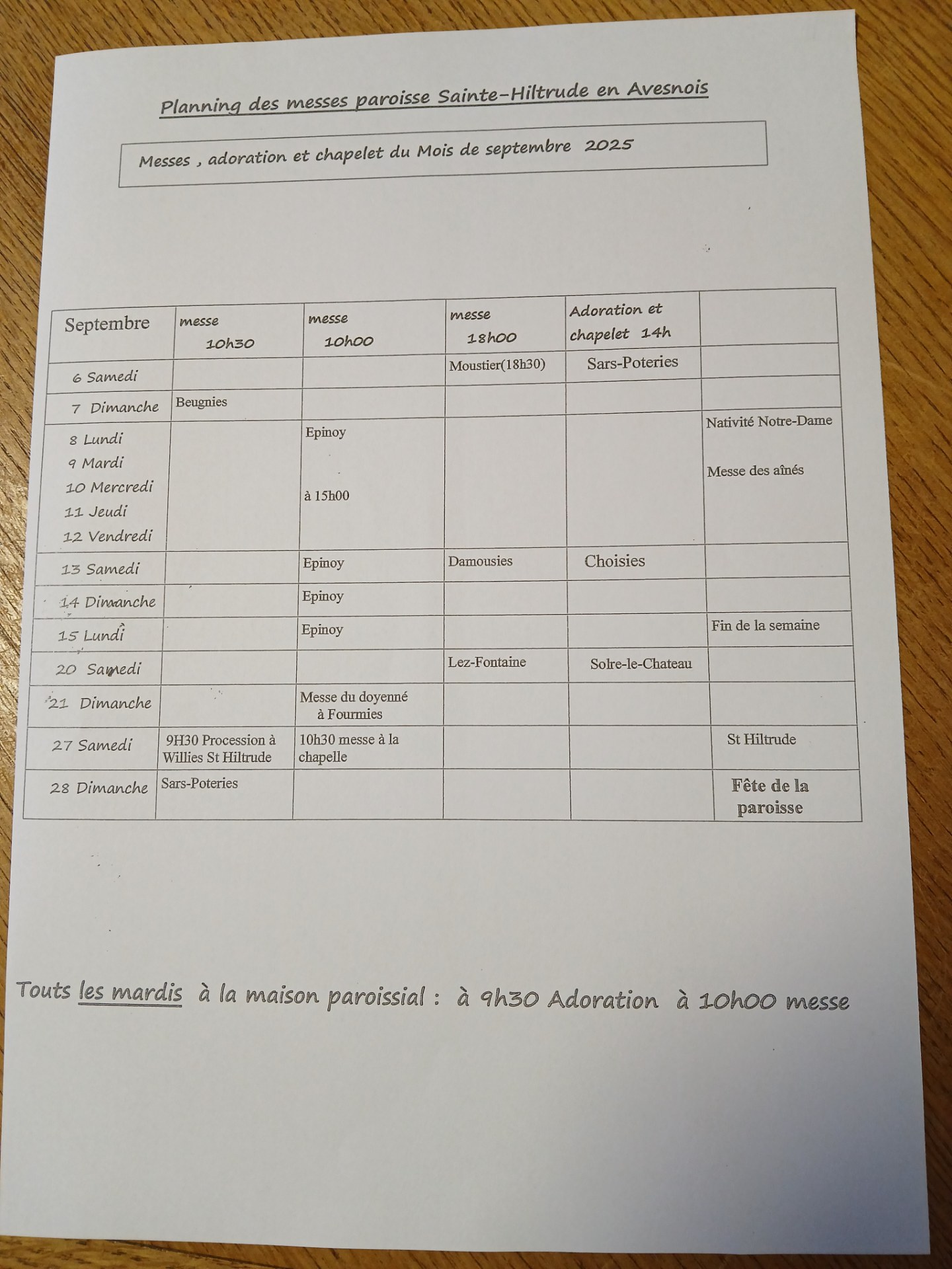 horaires Sainte-Hiltrude sept... 2025
