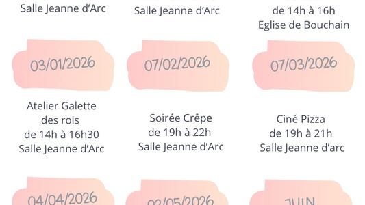 Les dates de l'aumonerie